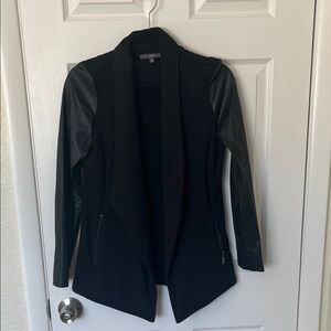 NWOT Matty M Black Jacket with Faux Leather Sleeves
